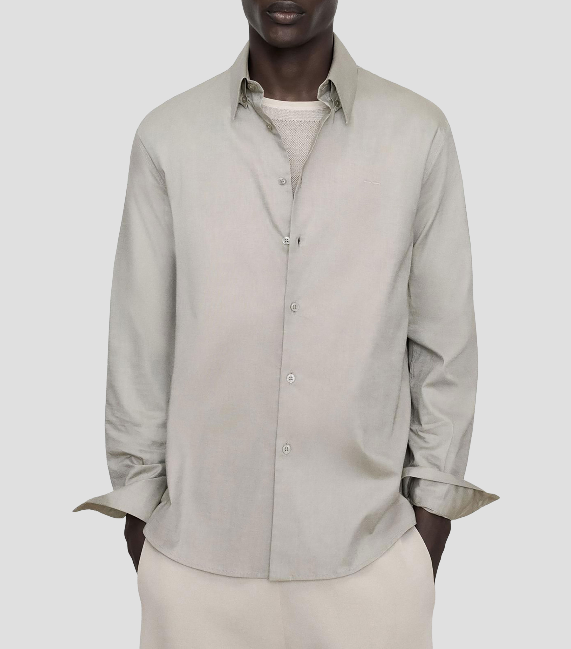 Camisa lisa manga larga Hombre